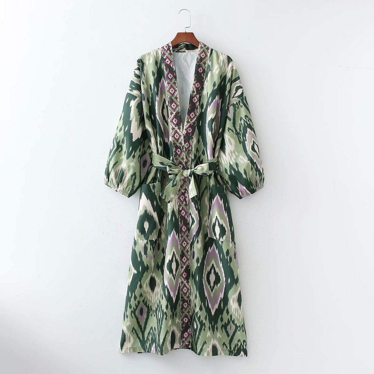 Beach Retro Print Printed Holiday Bikini Outing Bohemian Loose Long Women's Kimono Cardigan
