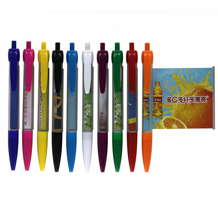 Wholesale Customized Scroll Pull Banner Pen Plastic Pull Out Ballpoint Pen with Your logo