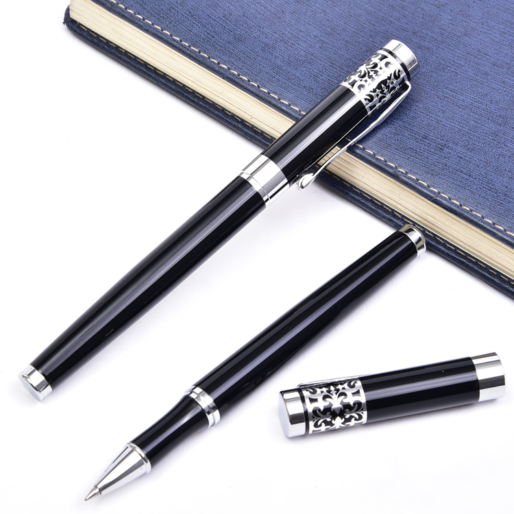 Black metal signature metal gel pen personalized business gift ,Advertising metal roller pen customized LOGO