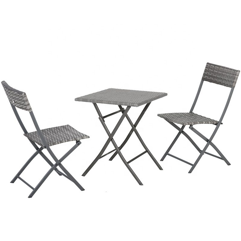 Poly rattan steel foldable patio Bistro set