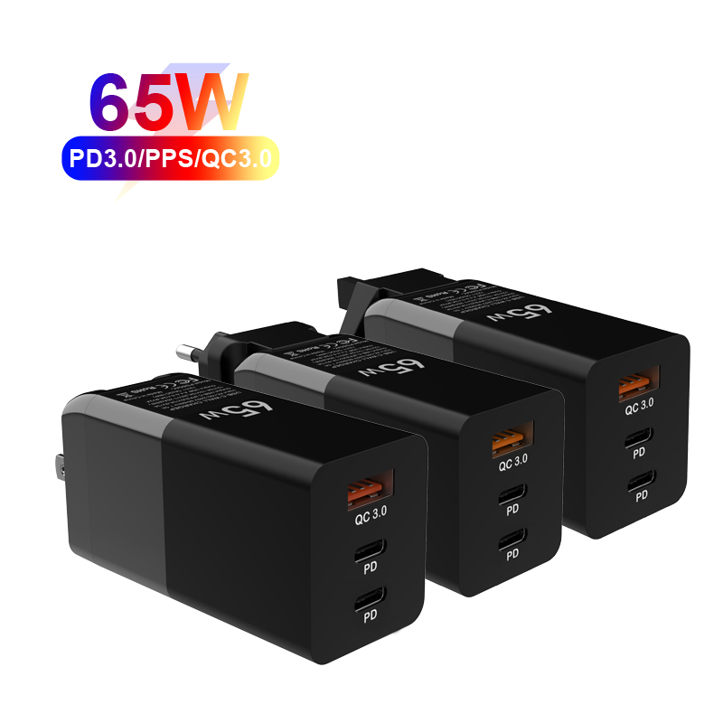 PD 20W 65W GaN 3 порта USB C настенное зарядное устройство для ноутбука Type C смартфон на заказ адаптер для iPhone 12 Macbook Samsung