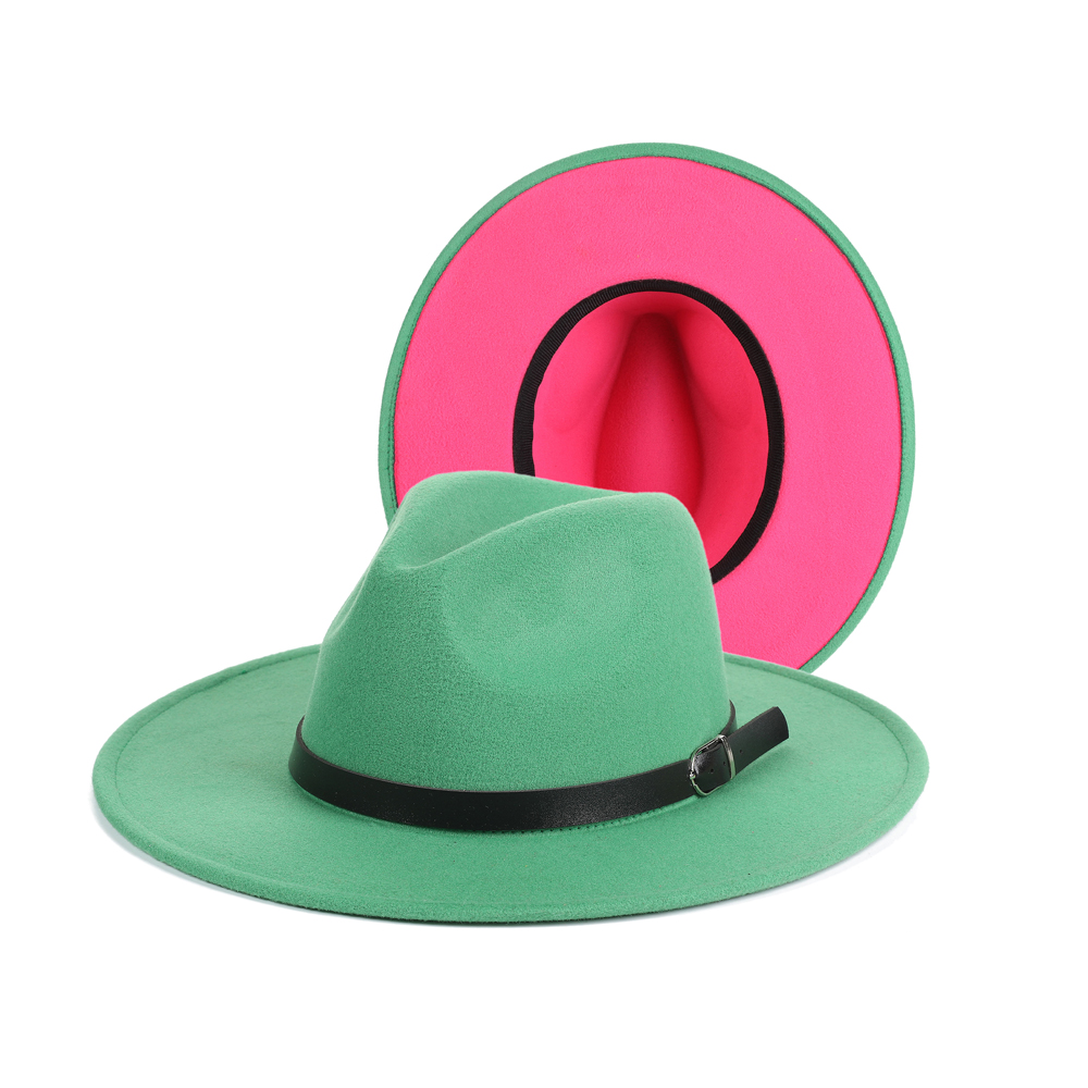 wool felt men Women Material Two Tone adult Fedora hat wide brim custom Party Show Fedora hat