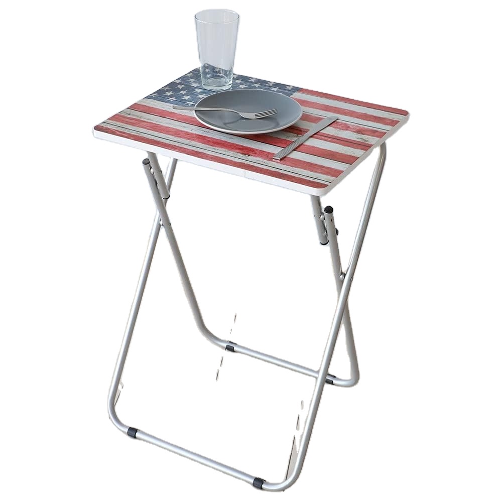 Factory Direct Sale Multi Purpose Metal Frame Folding Table With Marble Top Dinner Snack Trays Table