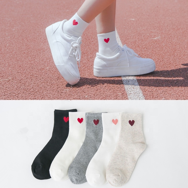 Новая мода Harajuku для женщин хлопок длинные носки для девочек японский Новинка любовь сердце узор носки хип хоп сплошной хлопок прохл