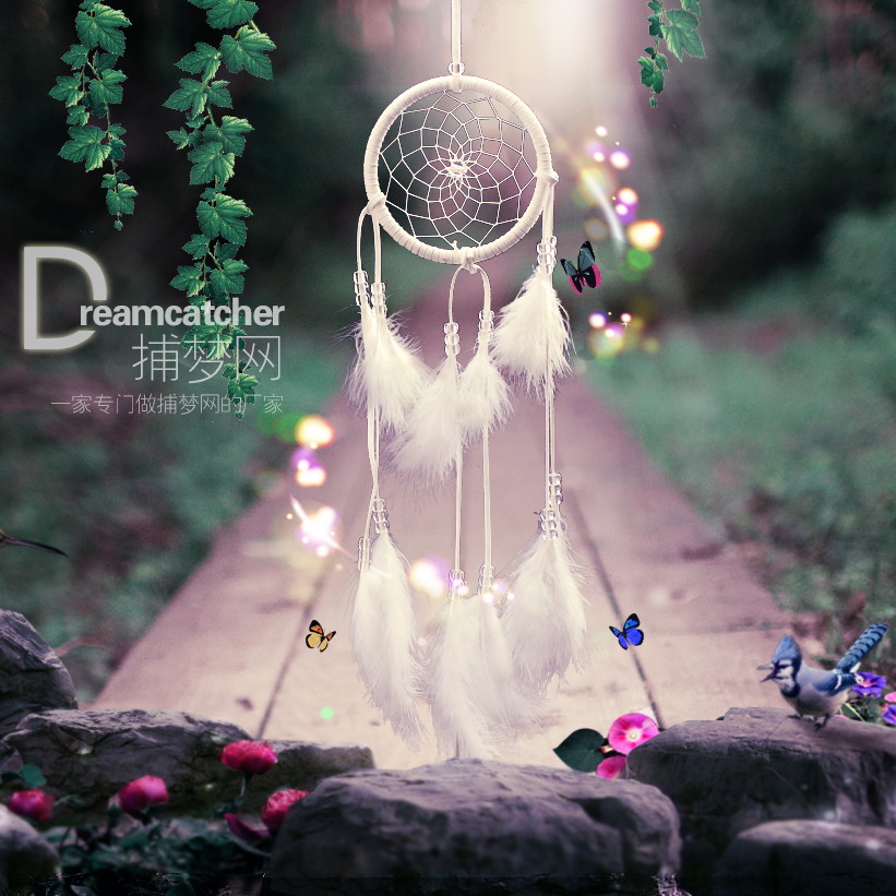 Hanging Car Accessories Handmade Small Indian Feather Dreamcatcher