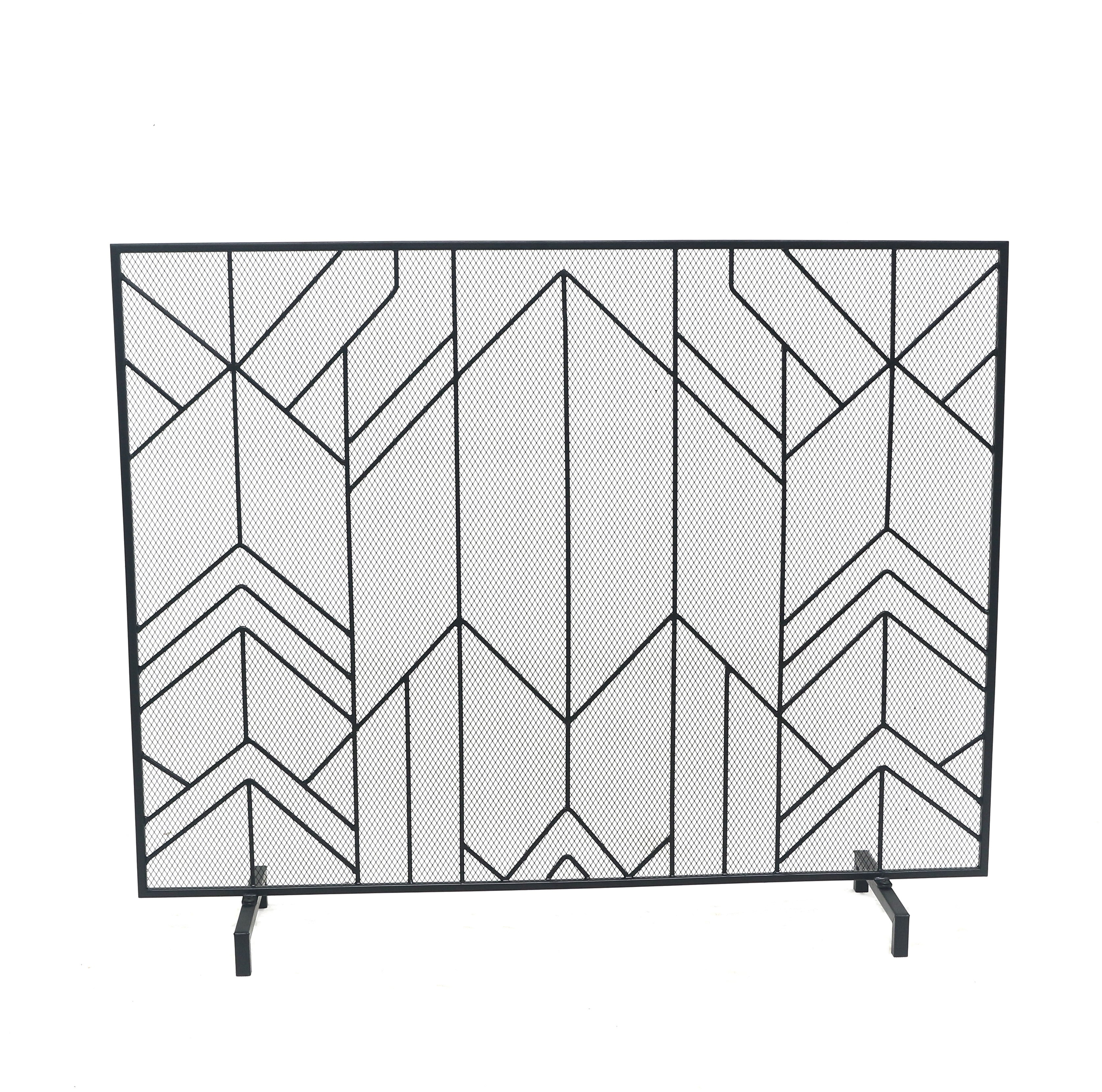 Single Panel Fire Spark Guard Gate Minimalist Fireplace Screen Fence Metal Mesh Fireplace Screen for Indoor Living room