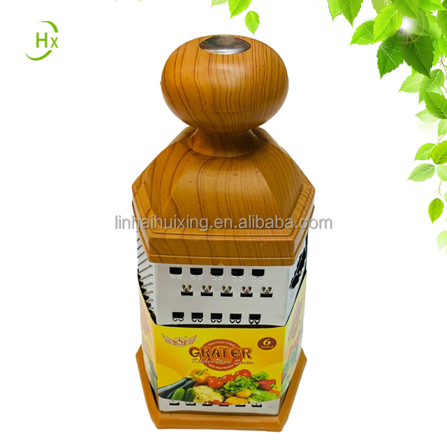 High quality stainless steel vegetable grater round handle multifunctional desktop handheld cutting 6-sided slicer