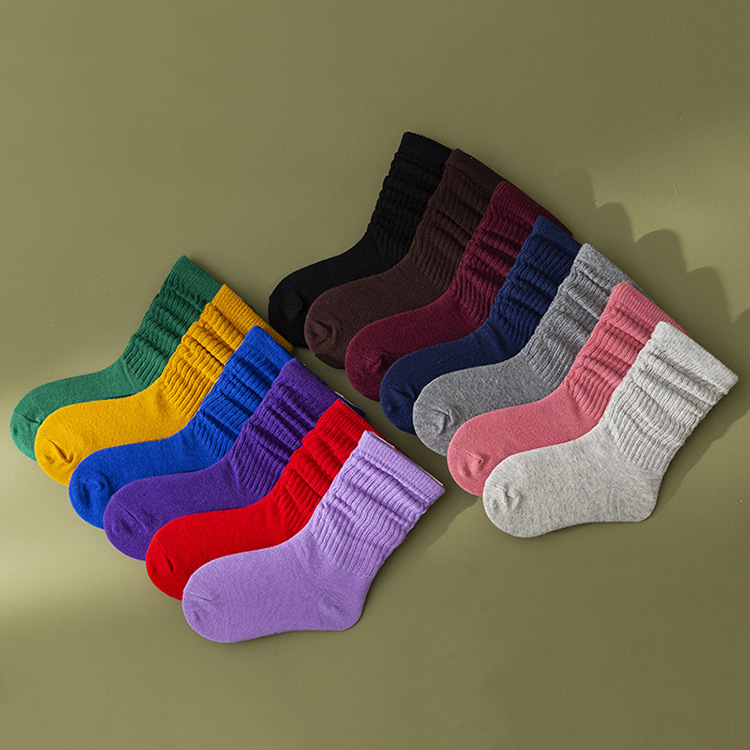 hot sell Solid color child stack socks knee high socks for girls baby slouch socks