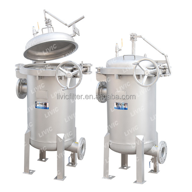 Manual Bag Filter Housing Vertical Style 304L / 316L water filtration system