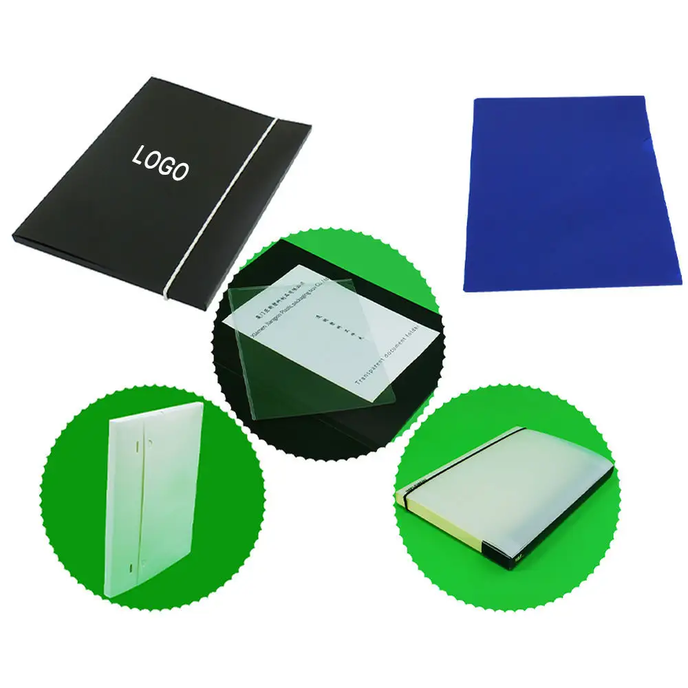 Customized hard cover transparent plastic office file document folder a4 with elastic band plastic file folder