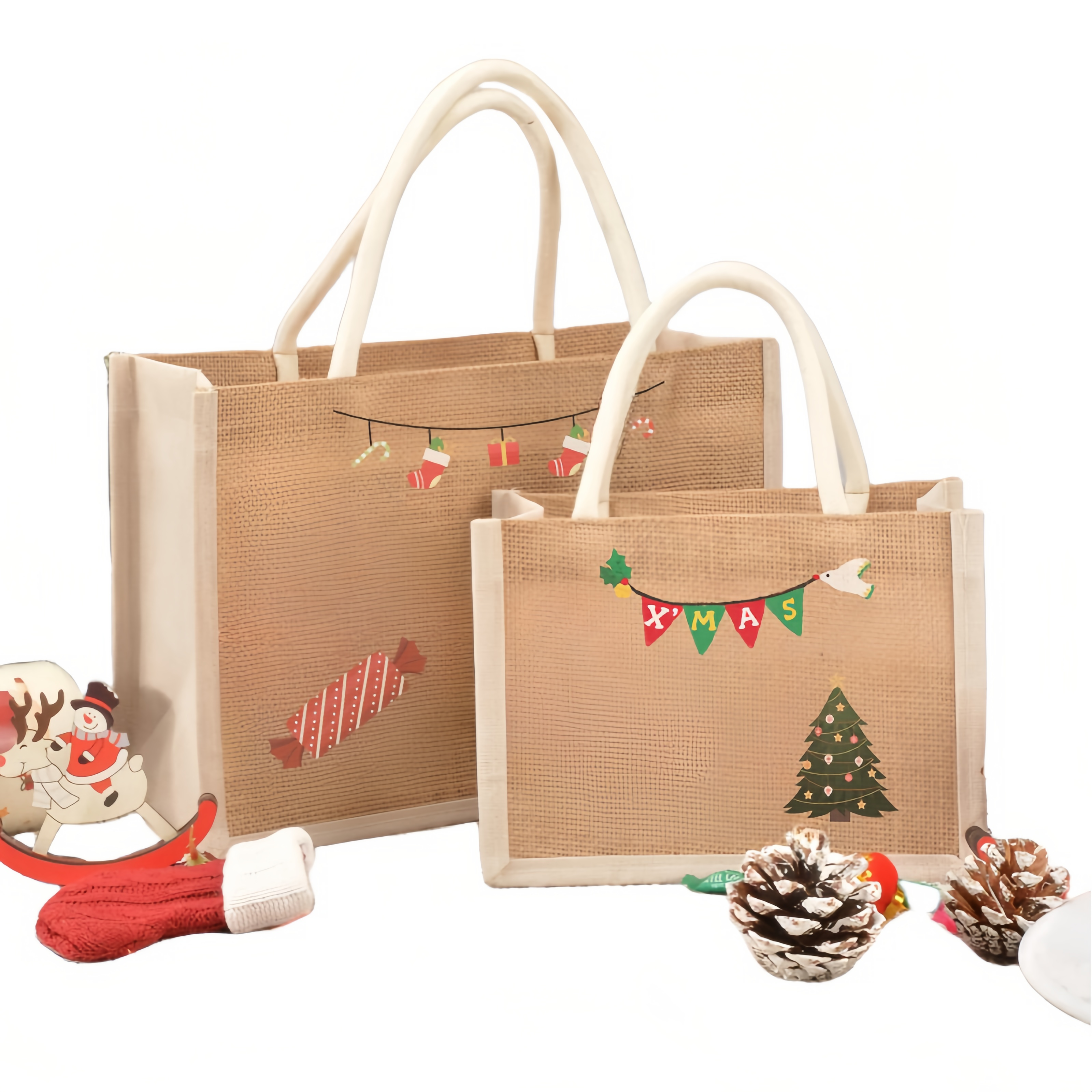 Wholesale Custom Burlap Ladies Blank Gunny Cotton Women's Jute Beach Tote Canvas Shipping Jute Bag Printed Logo