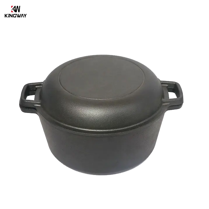 Preseasoned чугунная голландская печь с сковородок (2 в 1 Набор посуды Открытый Костер приготовления кастрюля для супа с гриль сковорода