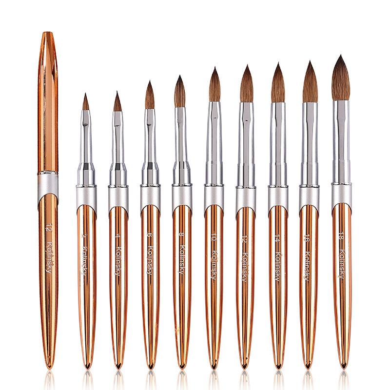 100% Kolinsky Hair Acrylic Nail Brush, Nail Art Brushes with Metal Handle, Acrylic Nail Tools for Beginner