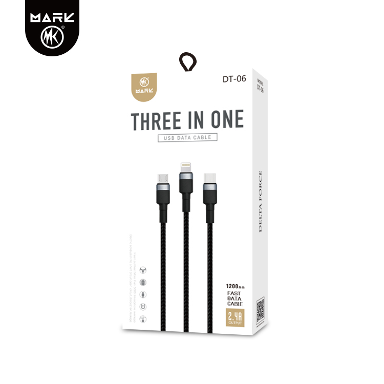Отметка оптовая продажа на складе 1,2 м на складе 3 в 1 нейлоновый Плетеный usb-кабель для передачи данных для кабеля micro type-c usb lightning