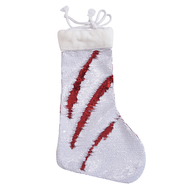 Indoor Decoration Plush Sequin Christmas Stocking with String Christmas Gifts Candy Bag Christmas Sock