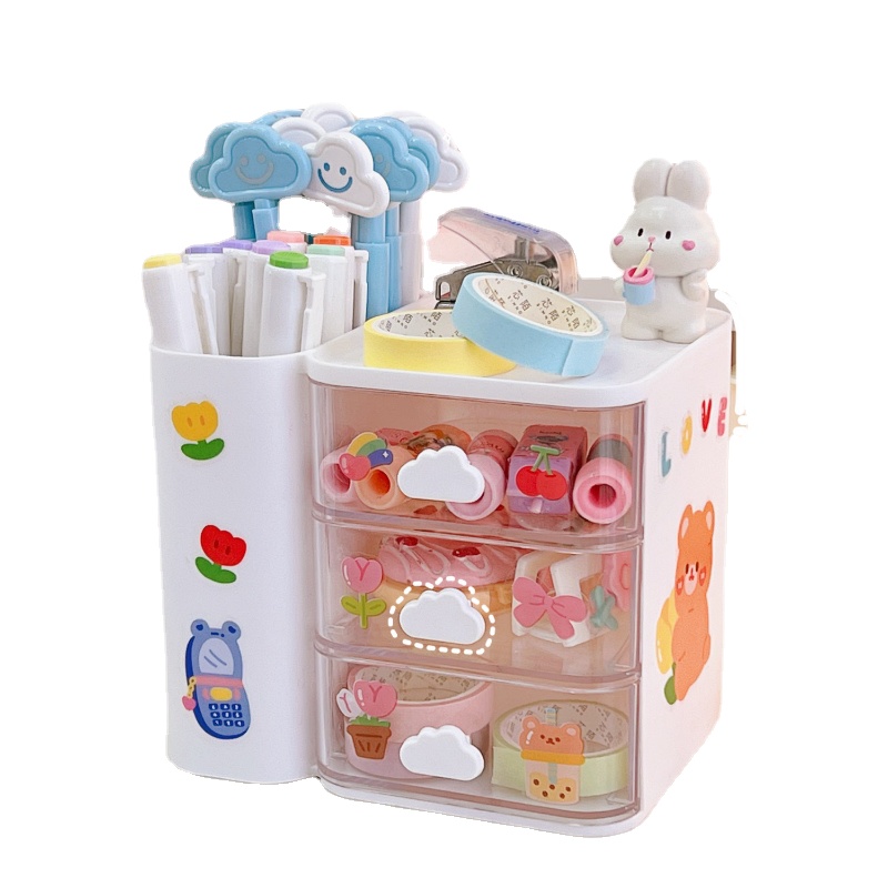 Korean Creativity Multifunctional Pen Holders Kawaii Pen Holders White Storage Box