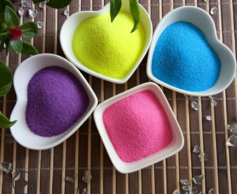 Stock colorful sand dye color sand for wedding decoration colors for kids sand art act