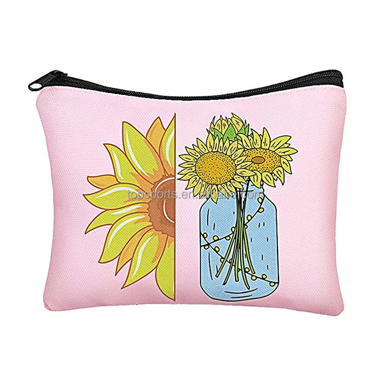 Cheap Price Pink Canvas Pencil Case Head Transfer Sublimation Printing Cosmetic Bag With Zipper For Kids Girls