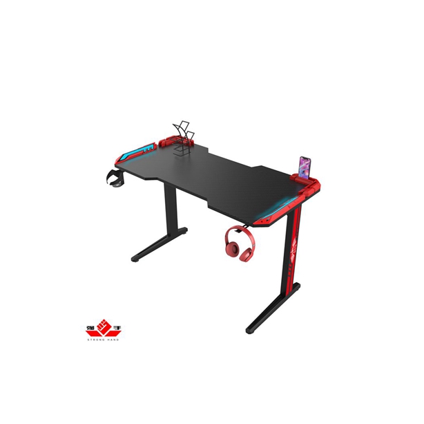 T shaped computer desk best pc desk with RGB led lights top Carbon fiber E-sports Racing Gaming desk