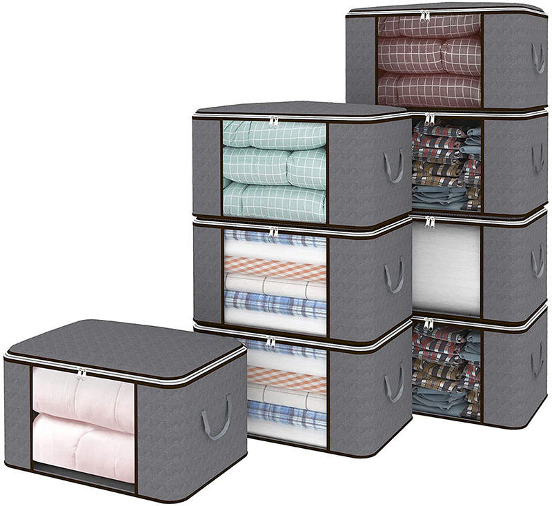 Extra Capacity clothes storage bag organizer clear window foldable quilt storage bag clothing storage box with zipper
