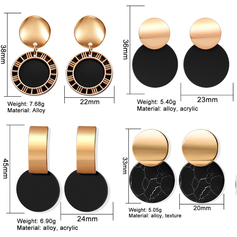 Statement Earrings For Women 2020 Fashion Vintage Black Arcylic Gold Geometric Tassel Drop Earings Female