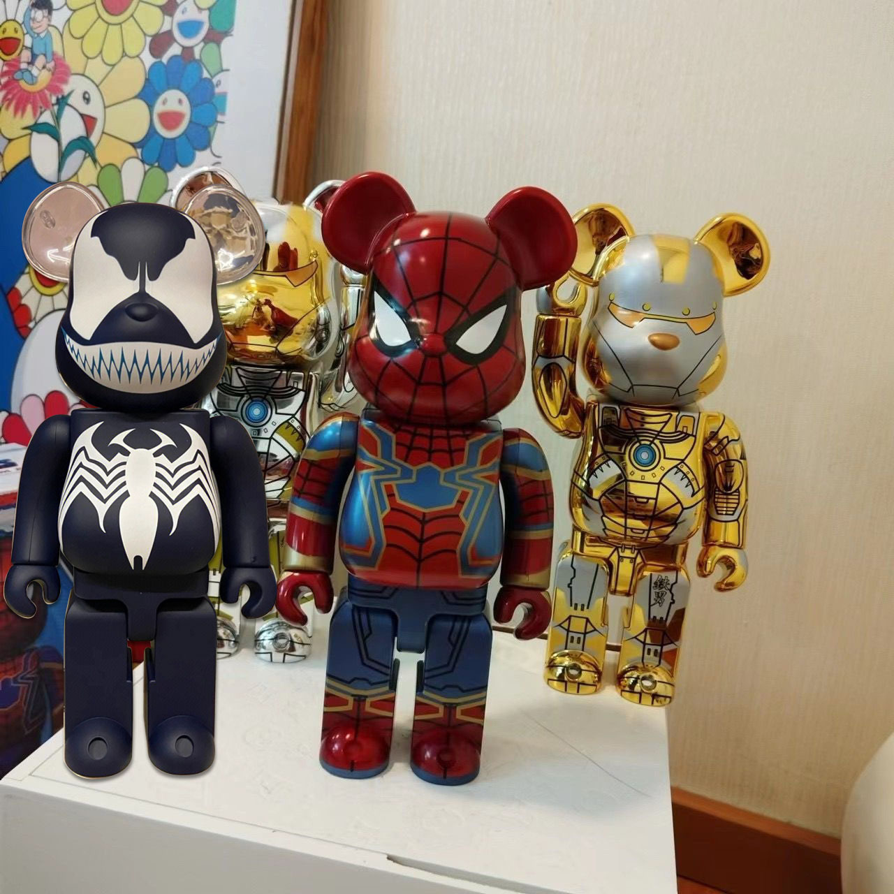 Дешевые игрушки bearbrick 400%, 28 см, мрачный яд, стальной паук-Ма, модель медведя, экшн-фигурка, строительный блок, украшение медведя