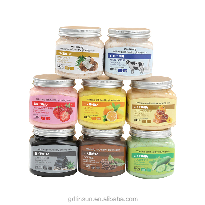 EKBER Private Label Organic skin Scrub Brightening Fruit Body Scrub Exfoliator Orange Strawberry Scrub For Adults