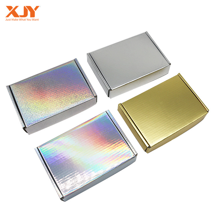 XJY Mailing Box Folding Corrugated Cardboard Paper Packaging Holographic Mailing Box Gorgeous color change box with logo
