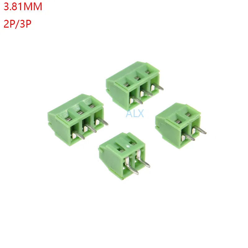 3.81-2P 3P 3.81MM pitch straight pin pcb screw terminal block connector 2PIN 3PIN green 3.81 2P 3 PIN