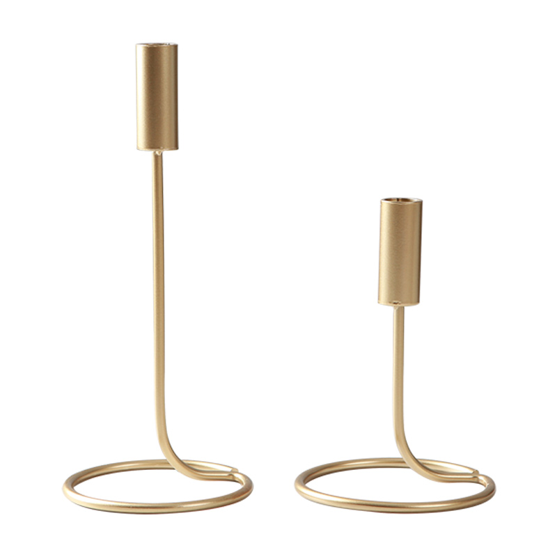 Cheap Gold Mini Geometric Modern Holder Round Base Long Top Floating Metal Wire Home Decorative Long Stem Candle Holder