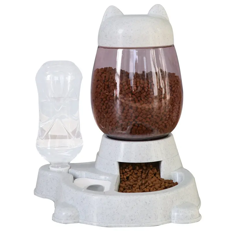 Double Bowl High Capacity Pet Feeder With Water Dispenser Automatic Pet Feeder
