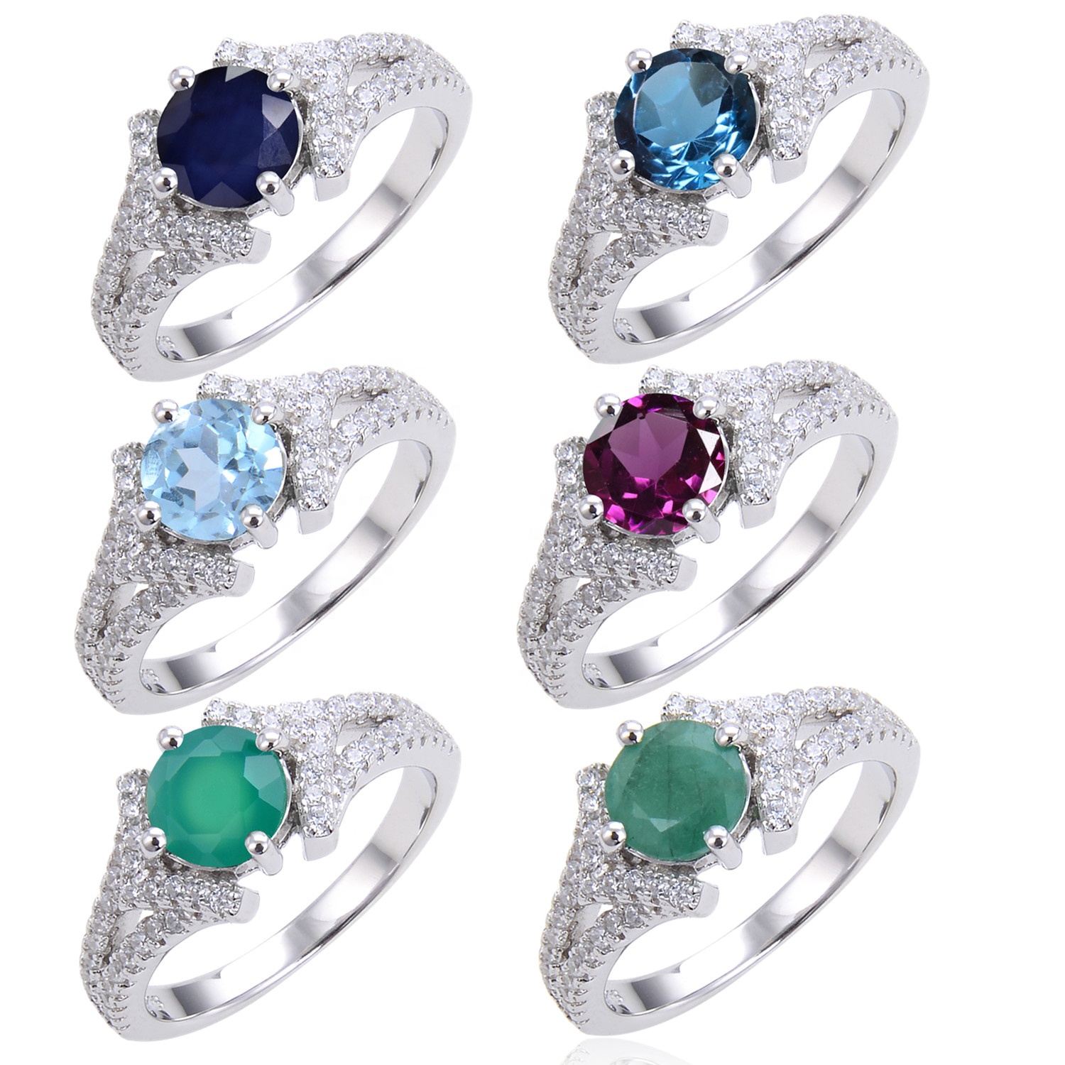 Beldan Jewelry Wholesale 925 Sterling Silver Hot Sale Classic Ring Natural Gemstone Fine Jewelry Rings Women