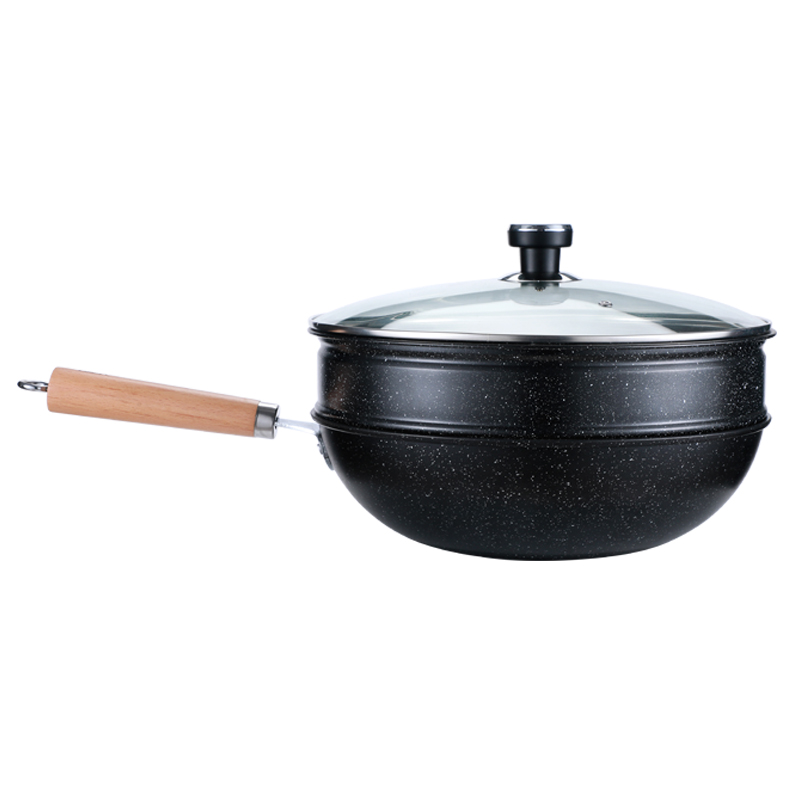 Nonstick Frying Wok Steam Rack Nonstick Woks and Stir Fry Pans With Lid
