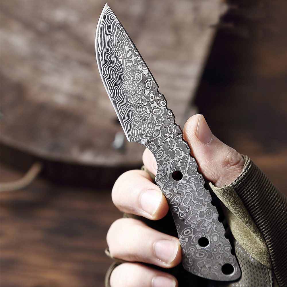 Wholesale Precision Vg12 Damascus Steel Forging Blank Blade Diy Fixed Sharp Replacement Vintage Kitchen Chef Knife Blade Only