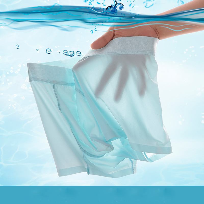 2021 Male underwear ice silk transparent ultra-thin breathable skin-friendly mens sexy underwear boxer shorts