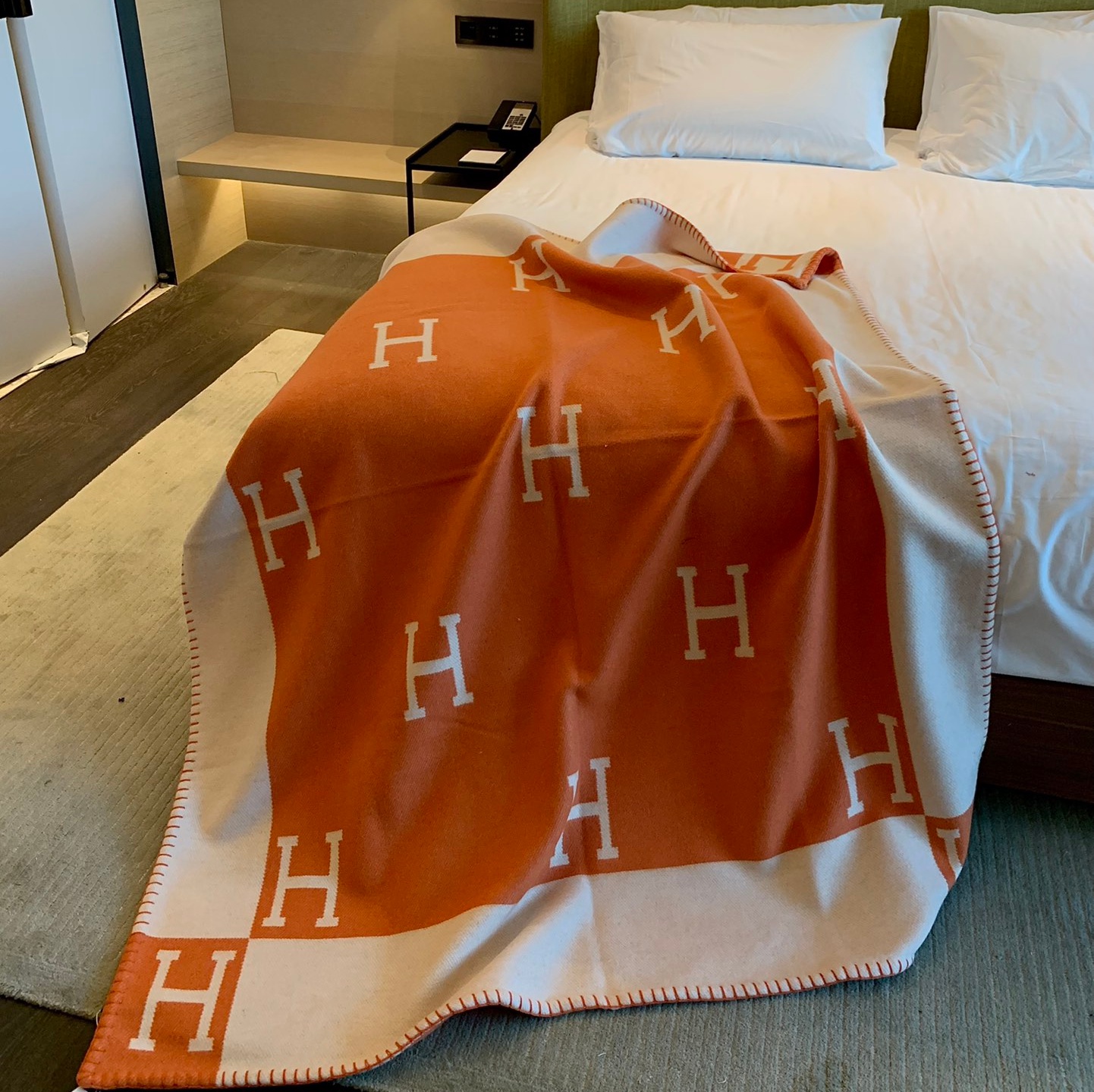 H Letter Throw Blanket для All Season, Cashmere Wool, Knitting Blankets, Black, Orange, Gray, top Quality, Luxury Throw, 1550G