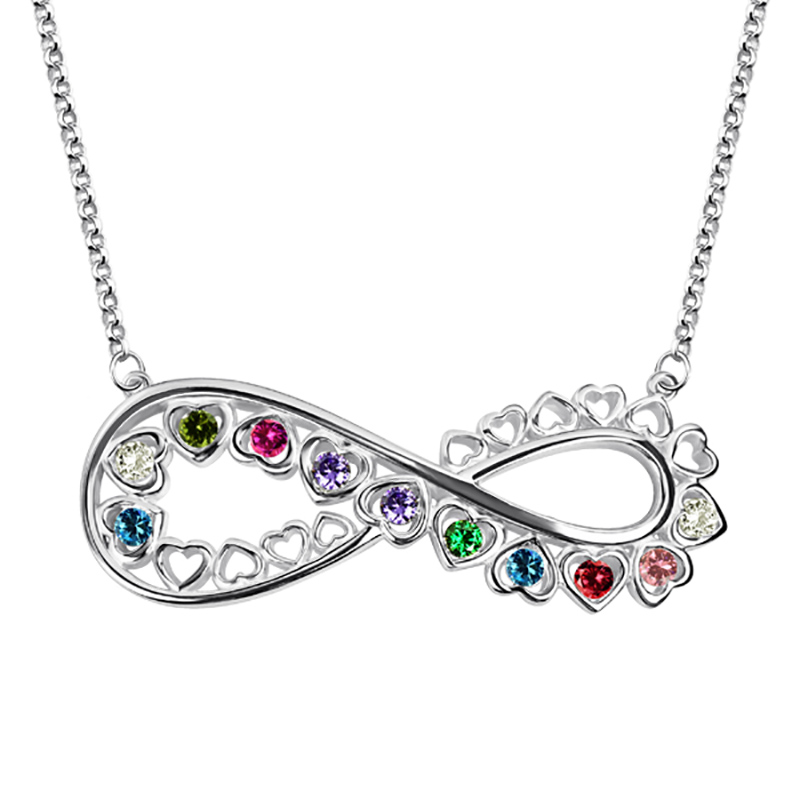 925 sterling silver women necklace jewelry gold plated birthstone infinity heart necklace