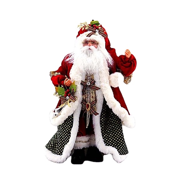 46cm Standing Cartoon Santa with Candy Crutch Christmas Toy Figure Decoration Cloth Dolls Holiday Home Gifts