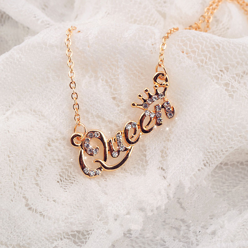 Популярное женское модное ожерелье 2019, ожерелье с надписью "Queen Crown"