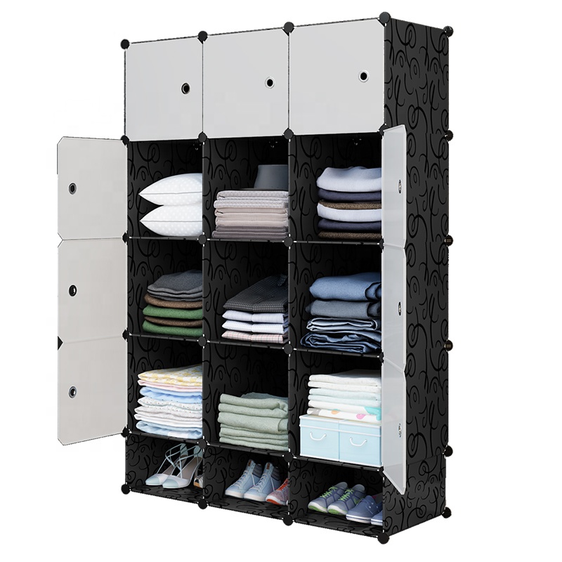 Portable plastic wardrobe indoor detachable and easy to assemble bedroom dormitory affordable wardrobe closet
