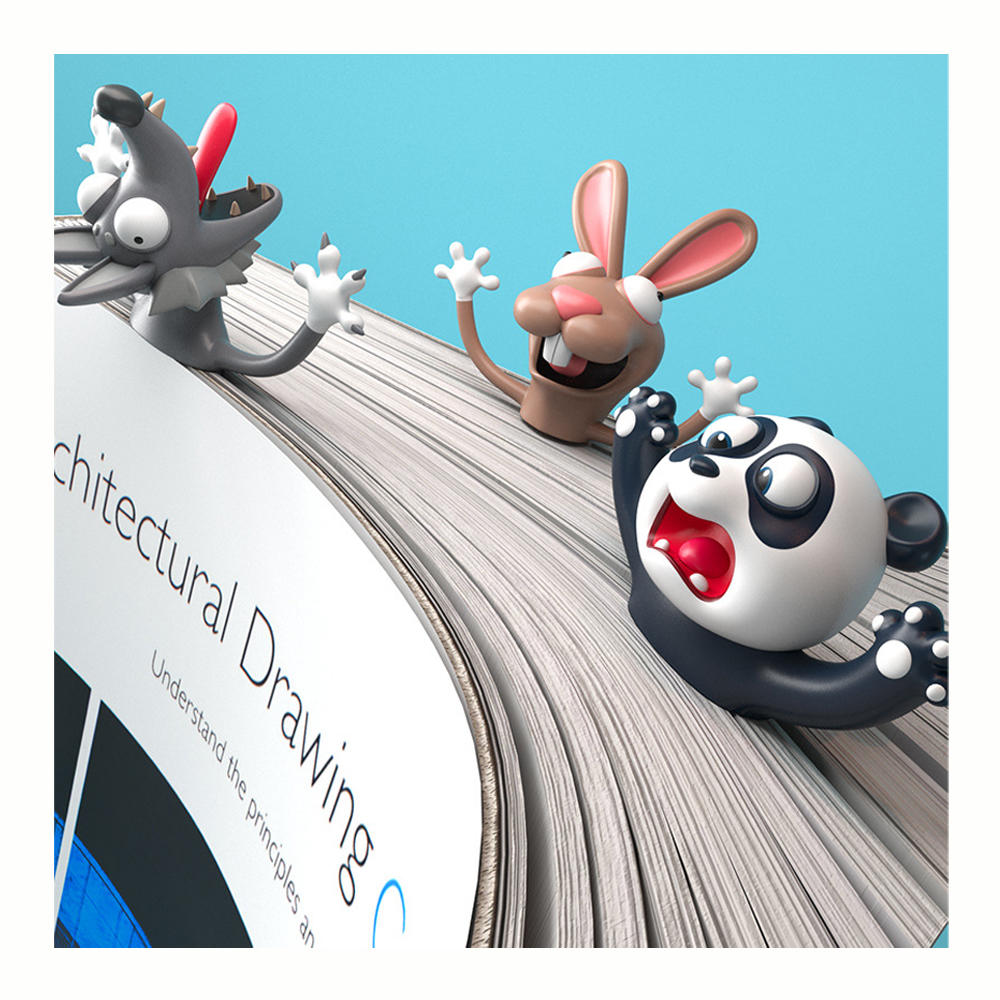 50% OFF PVC Material Novelty 3D Stereo Cartoon Bookmarks, Gifts for Kids 3D Animals Funny Cute Plastic Page Label Bookmarks