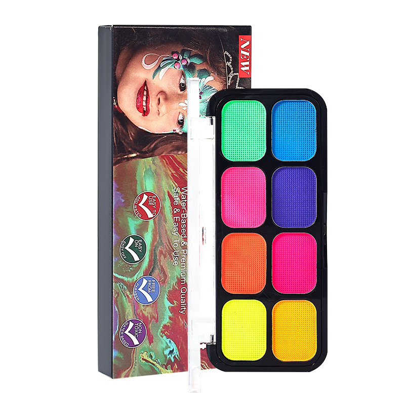 Queens factory Straight Hair Carnival 8-Color Facial Body Makeup Painting Body Art Design Skin Painting Set
