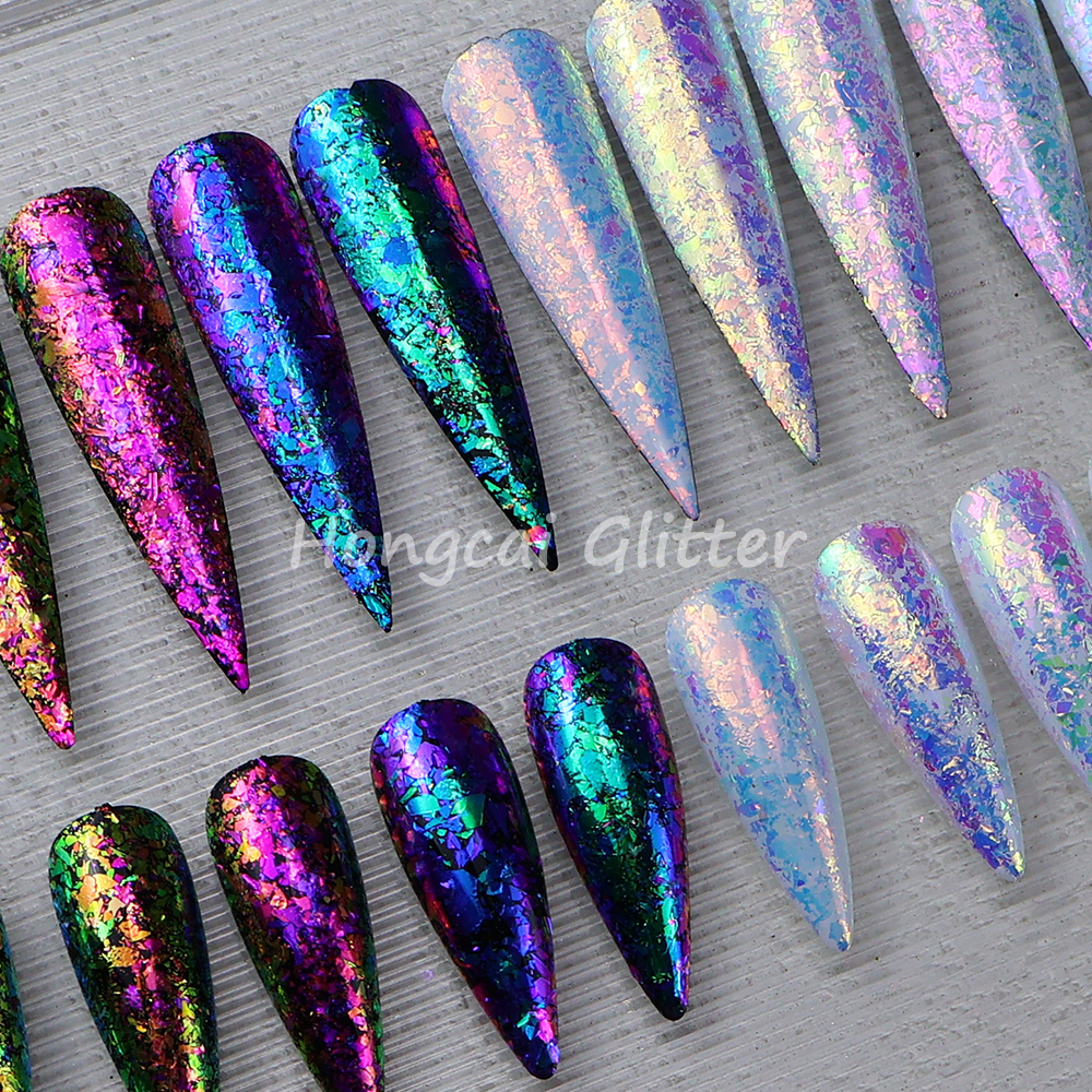 New Chameleon Flakes Nail Polish Pigment Magic Aurora Multicolor Irregular Nails Art Powder