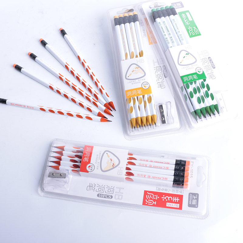 colorful wood hb pencils set hb pencil wooden lead graphite triangle pole hb pencils with hole