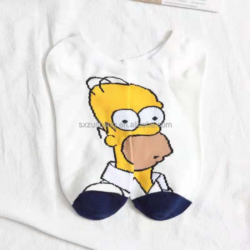 Hot Selling Popular Unisex Socks Funny Cartoon Simpson Character Breathable Cotton Ankle Funky Couples socks