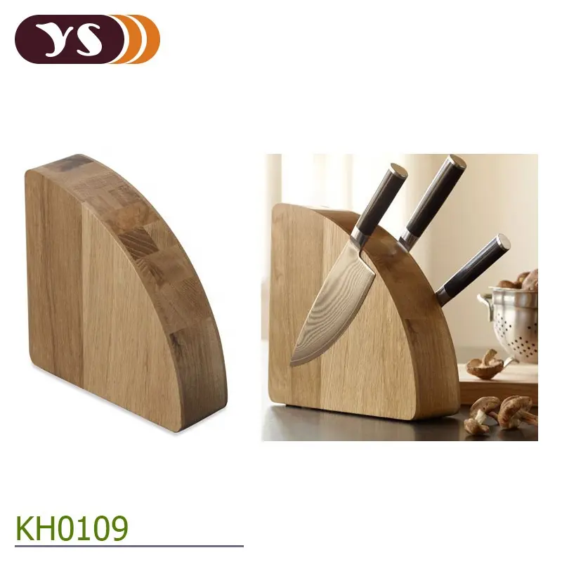Knife Block High Quality Simi-Circle Oak Wood Magnetic Knife Block