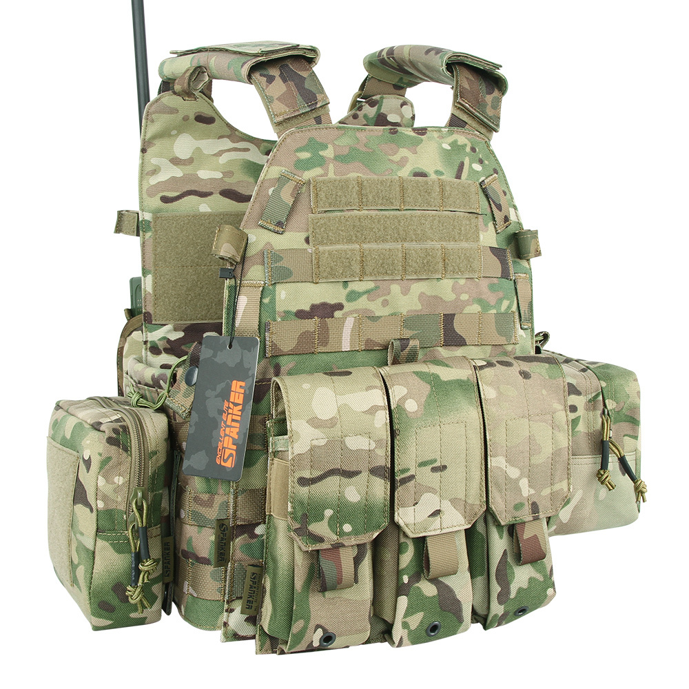 6094 High Quality 500D Nylon Durable Security Guard Safety Security Tactical Vest with Tactical Accessory Gear