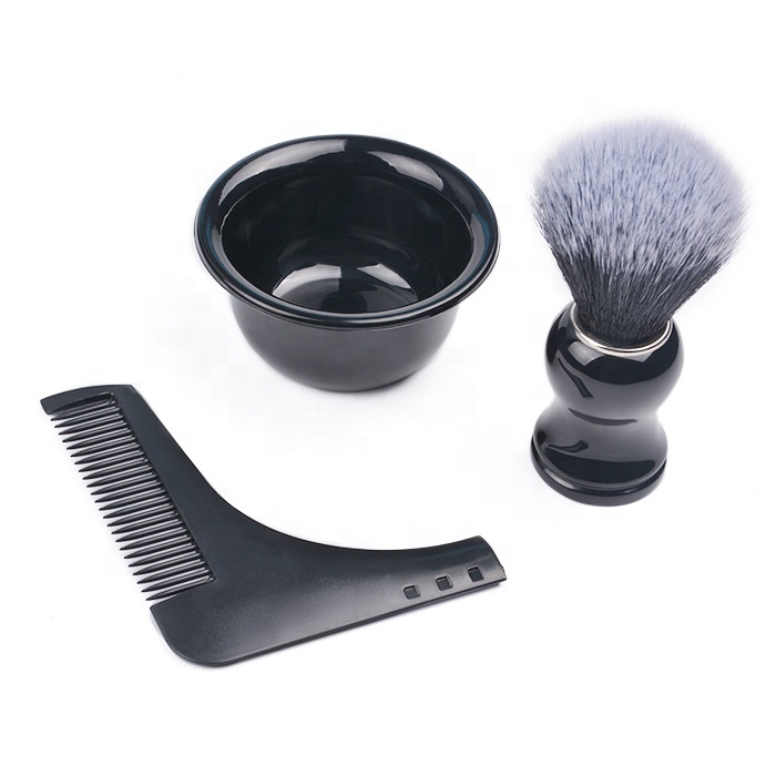 2019 DM Hot sale Plastic Beard ruler Comb with plastic shaving bowl and plastic shaving brush