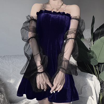 Gothic Elegant Corset Dress Women Dark Goth Lolita Fairy Grunge High Waist Dress E-girl Emo Alt Aesthetic Lace Dresses