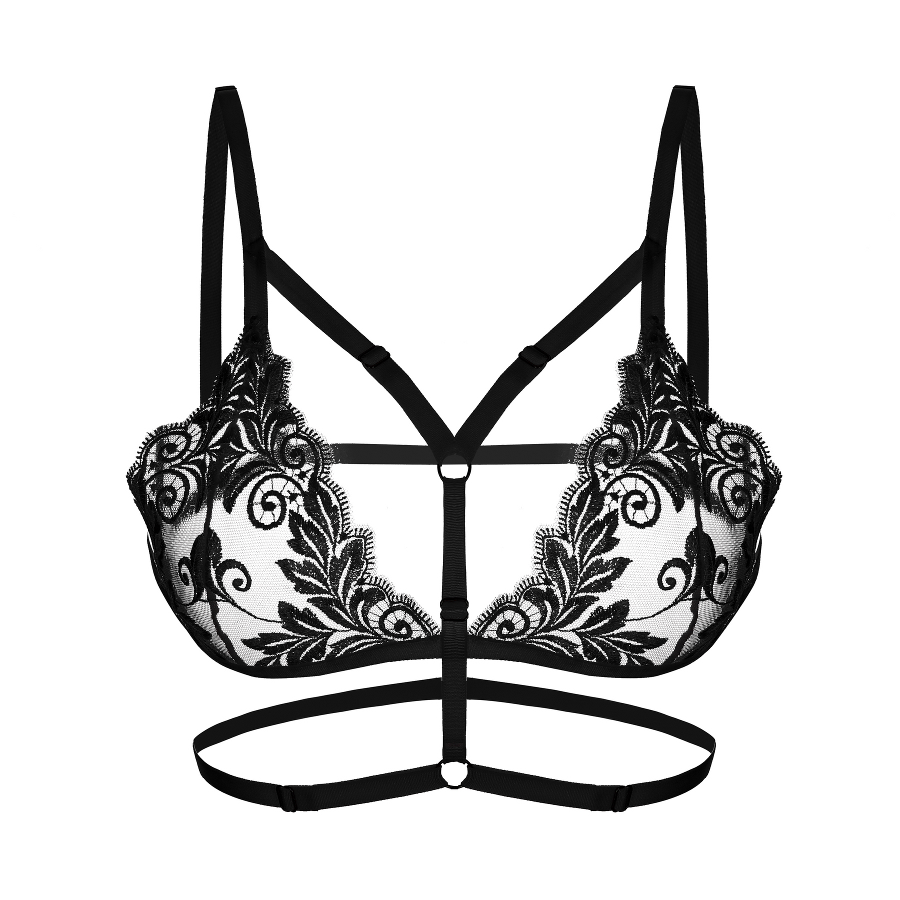 ladies hollow out floral bandage drawstring pink sexy lingeries panties and bra bralette set